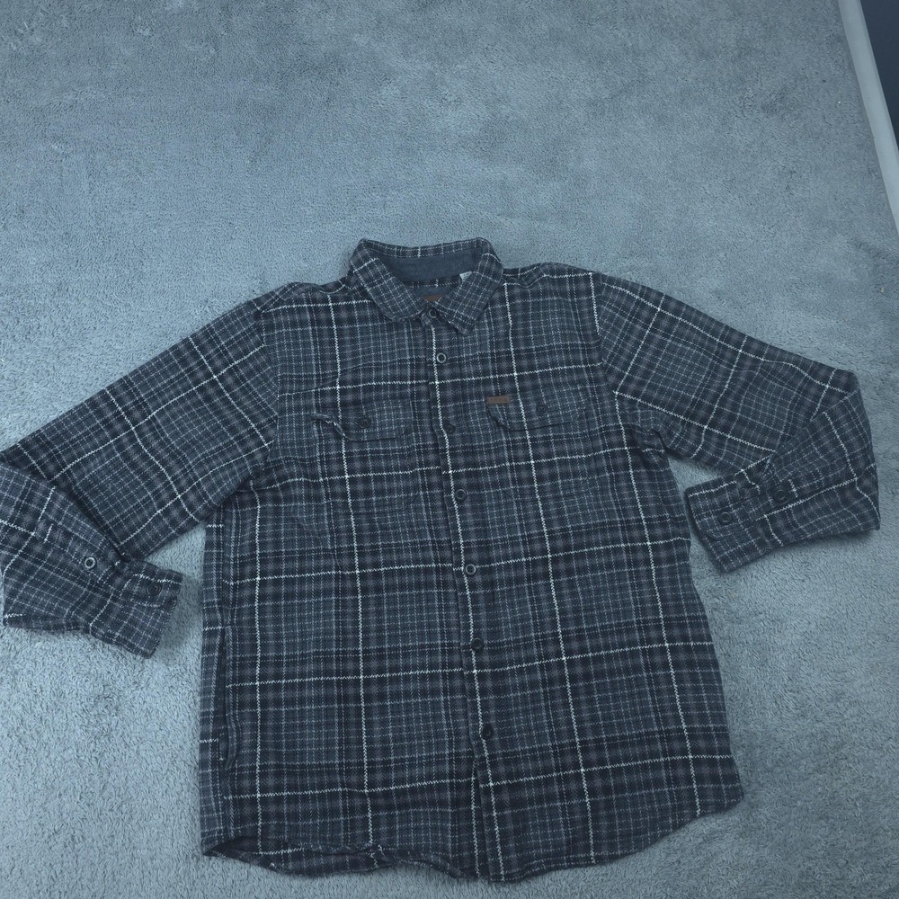 Orvis Shirt Mens Large Gray Plaid Flannel Long Sleeve Button Up Casual Outdoor